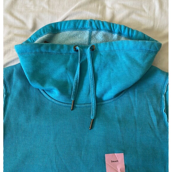 NWT Calvin Klein Teal Turquoise Funnel Neck Crisscross Sweatshirt Size Small S - Picture 5 of 12